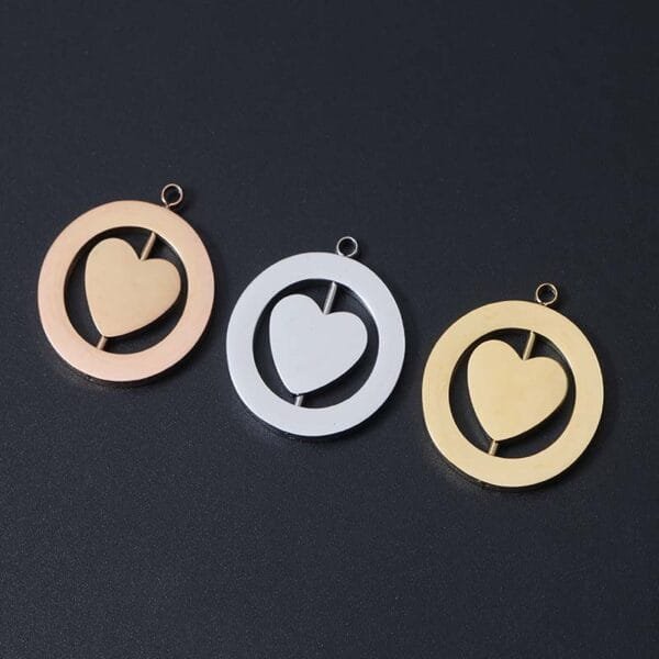 Factory New Design Stainless Steel Mirror Polished Boys Girls Retate Heart Blank Logo Custom Name Necklace Pendant - Image 2