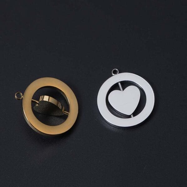 Factory New Design Stainless Steel Mirror Polished Boys Girls Retate Heart Blank Logo Custom Name Necklace Pendant - Image 4