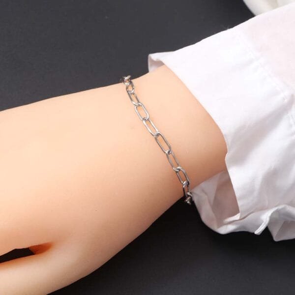 Simple Dainty Stainless Steel Oval Chain Bracelet 18k Gold Plated Women Men Jewelry - Image 4