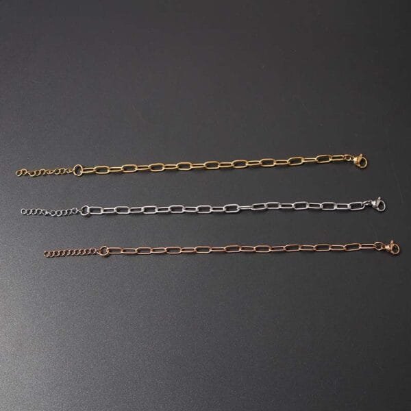 Simple Dainty Stainless Steel Oval Chain Bracelet 18k Gold Plated Women Men Jewelry - Image 5