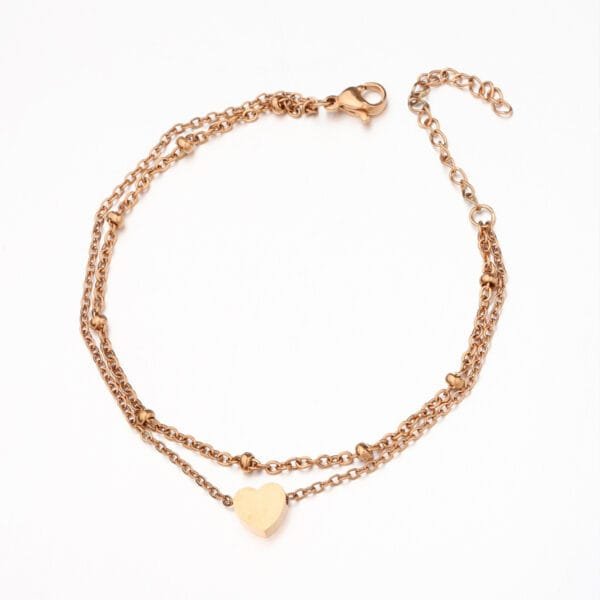 New Design Elegant Stainless Steel Fancy Heart Anklet Women Jewelry Foot Chain Gold Plated