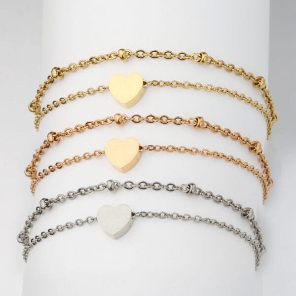 New Design Elegant Stainless Steel Fancy Heart Anklet Women Jewelry Foot Chain Gold Plated - Image 4