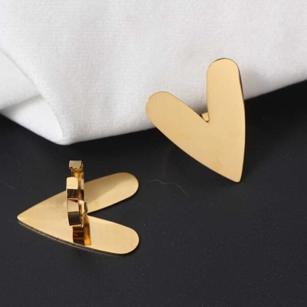 Factory Sales New Design Stainless Steel Custom Fashion 18K Gold Plated Heart Rings - صورة 2