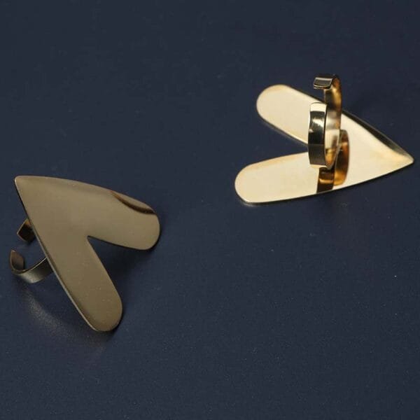 Factory Sales New Design Stainless Steel Custom Fashion 18K Gold Plated Heart Rings - صورة 5