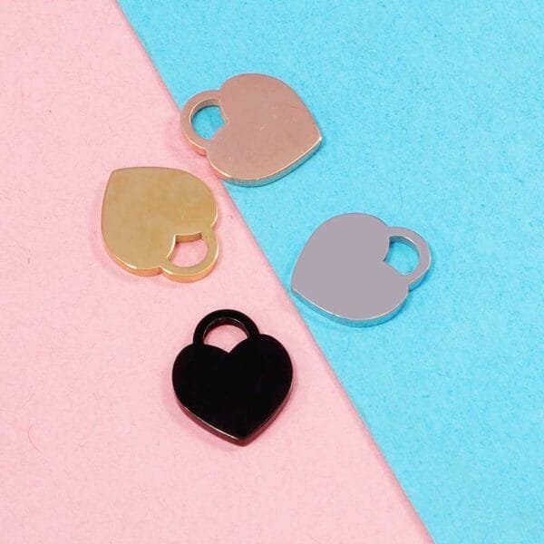 Mirror Polished Stainless Steel Custom Metal Blank Engraved Heart Pendant for Necklace