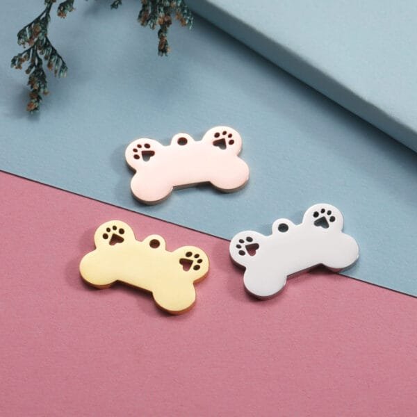 OEM Mirror Polished Stainless Steel Keychain Blank Engraved Logo Dog Bone Pendant - صورة 2