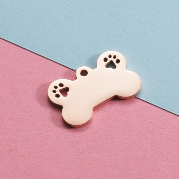 OEM Mirror Polished Stainless Steel Keychain Blank Engraved Logo Dog Bone Pendant - صورة 3