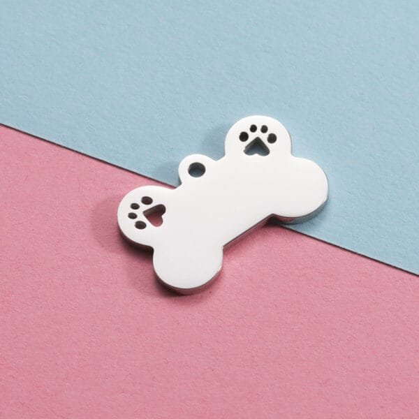 OEM Mirror Polished Stainless Steel Keychain Blank Engraved Logo Dog Bone Pendant - صورة 4