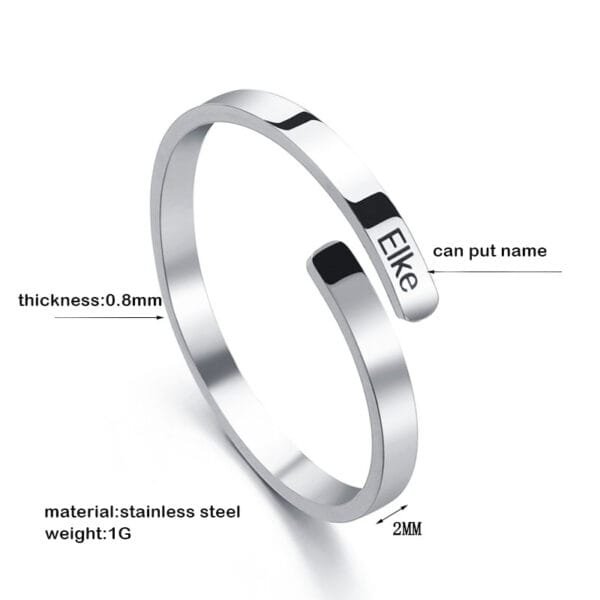 DIY Customs Logo Name Stainless Steel Custom Name Rings For Women - Image 3