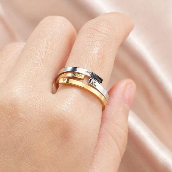 DIY Customs Logo Name Stainless Steel Custom Name Rings For Women - Image 4
