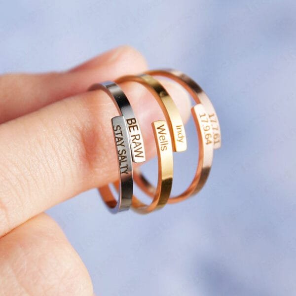 DIY Customs Logo Name Stainless Steel Custom Name Rings For Women - Image 6