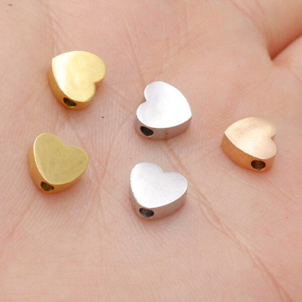 Mirror Polished Gold Filled Jewelry Stainless Steel Love Heart Charms for DIY Making - Image 6