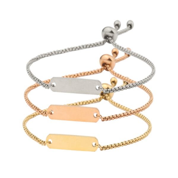 Hot Sales Stainless Steel Steel Charm Bracelets Adjustable Blank Stamp Custom Engraved Metal Women Jewelry Bracelets
