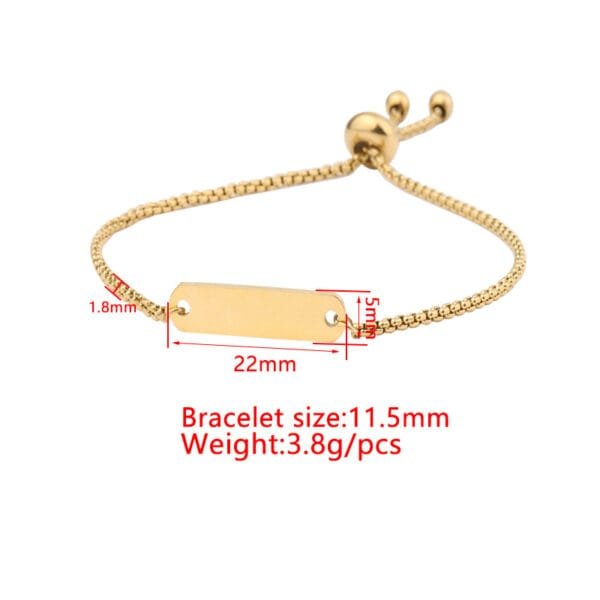 Hot Sales Stainless Steel Steel Charm Bracelets Adjustable Blank Stamp Custom Engraved Metal Women Jewelry Bracelets - Image 4