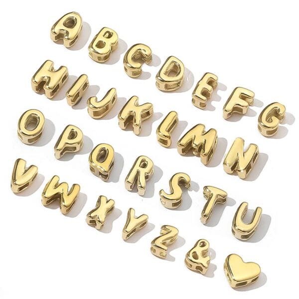 Cute DIY Stainless Steel Initial Pendants 14K Gold Plated Jewelry Findings 26 Letters Necklace Pendant