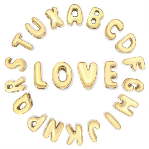 Cute DIY Stainless Steel Initial Pendants 14K Gold Plated Jewelry Findings 26 Letters Necklace Pendant - Imagen 2