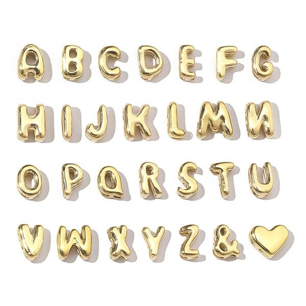 Cute DIY Stainless Steel Initial Pendants 14K Gold Plated Jewelry Findings 26 Letters Necklace Pendant - Imagen 3