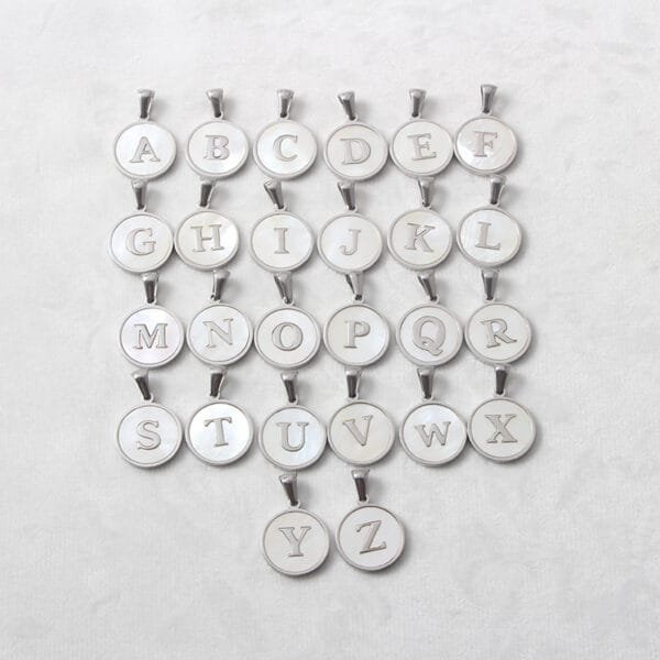 High Quality Alphabet Letter Pendant Shell Surface Silver Initial Stainless Steel Pendant