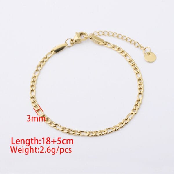 Custom Stainless Steel Figaro Chain Women Men Jewelry Metal Bracelets with Tag - Image 3