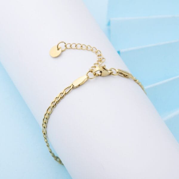 Custom Stainless Steel Figaro Chain Women Men Jewelry Metal Bracelets with Tag - Image 5