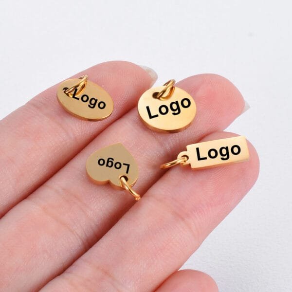 New Custom logo Mirror Polished Stainless Steel Small Tag Pendant for DIY Jewelry