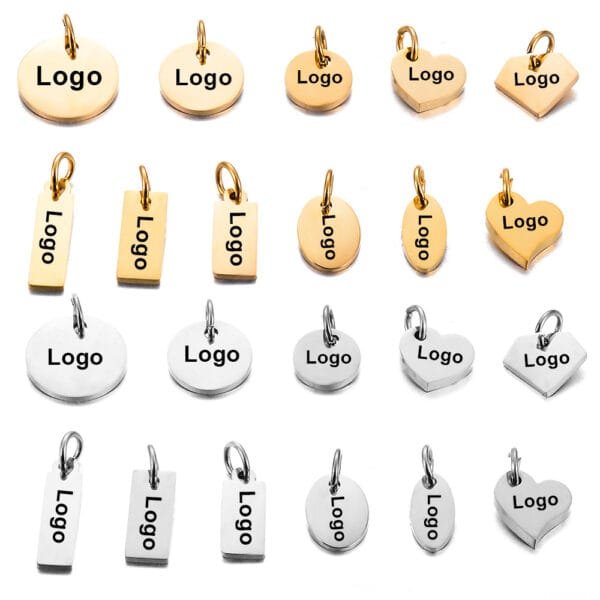 New Custom logo Mirror Polished Stainless Steel Small Tag Pendant for DIY Jewelry - Imagen 2