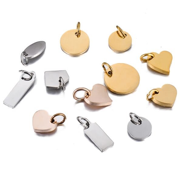 New Custom logo Mirror Polished Stainless Steel Small Tag Pendant for DIY Jewelry - Imagen 4