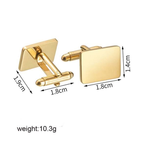 Custom Name Logo New Stainless Steel 18K Gold Plated Customize Blank Engraved Men's Shirt Cuffs Links With Mirror Polished - Bild 3