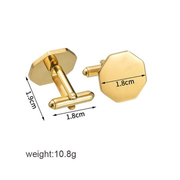 Custom Name Logo New Stainless Steel 18K Gold Plated Customize Blank Engraved Men's Shirt Cuffs Links With Mirror Polished - Bild 4
