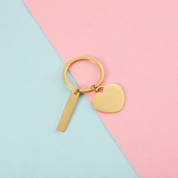 Custom Keychains Cheap Blank New Design Key Chains Mirror Polished Heart Rectangle Pendant - Bild 3