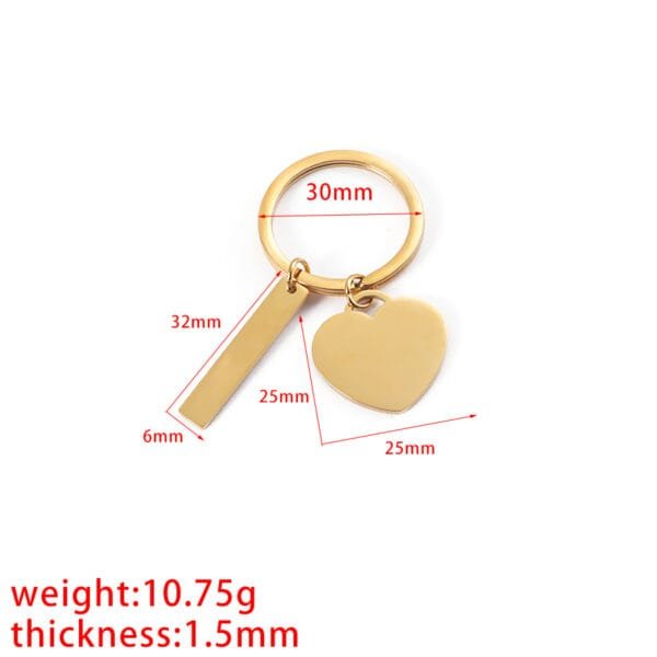 Custom Keychains Cheap Blank New Design Key Chains Mirror Polished Heart Rectangle Pendant - Bild 4