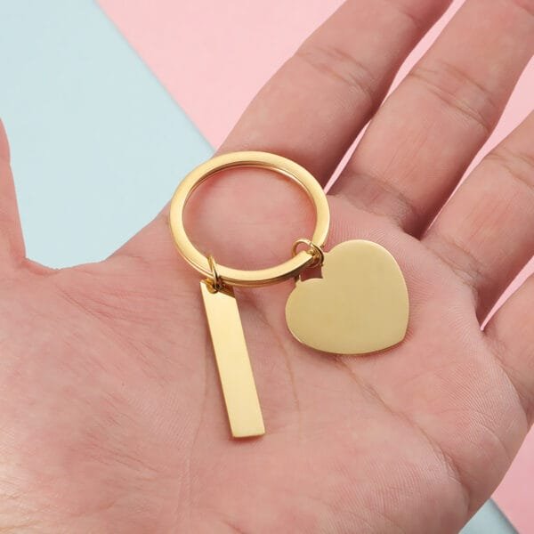 Custom Keychains Cheap Blank New Design Key Chains Mirror Polished Heart Rectangle Pendant - Bild 5