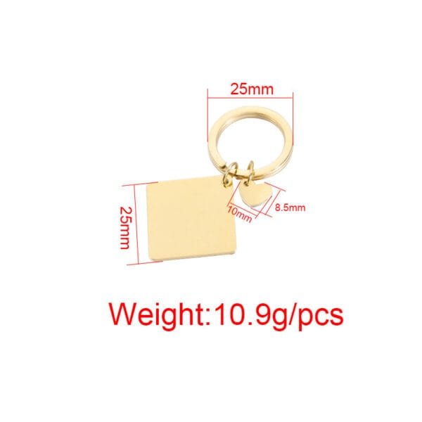 Cheap Price Mirror Polished Stainless Steel Logo Custom Name Keychains Square Heart Pendant - صورة 3