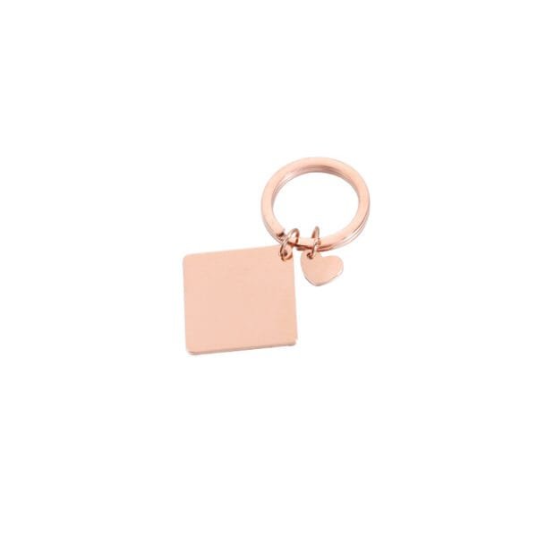 Cheap Price Mirror Polished Stainless Steel Logo Custom Name Keychains Square Heart Pendant - صورة 4