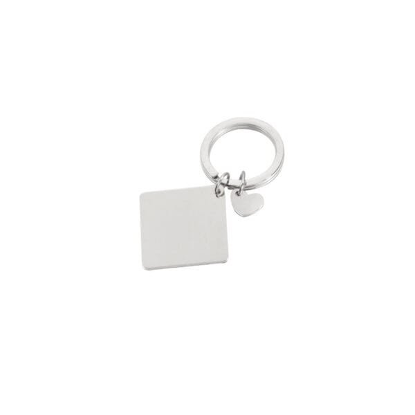 Cheap Price Mirror Polished Stainless Steel Logo Custom Name Keychains Square Heart Pendant - صورة 6