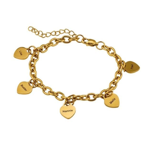 New Arrival Hearts Custom Name Bracelets Stainless Steel Mirror Polished Charm Jewelry Bracelet