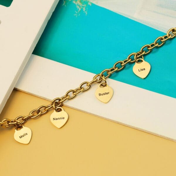 New Arrival Hearts Custom Name Bracelets Stainless Steel Mirror Polished Charm Jewelry Bracelet - صورة 4