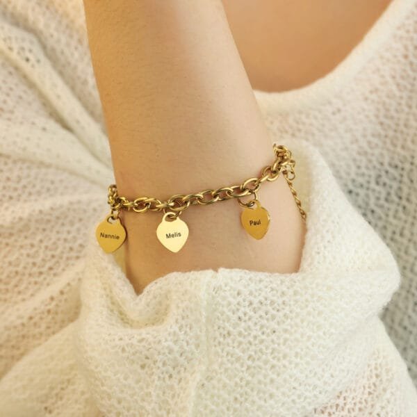 New Arrival Hearts Custom Name Bracelets Stainless Steel Mirror Polished Charm Jewelry Bracelet - صورة 5
