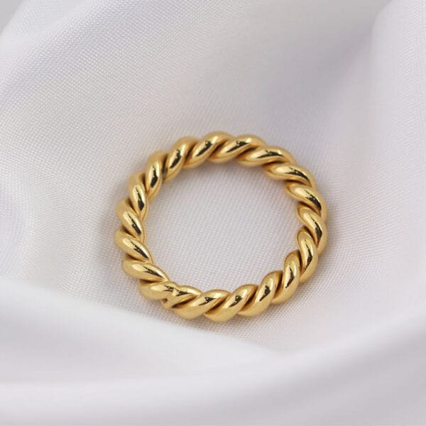 2022 Hot Sales 18K Gold Plated Stainless Steel Twisted Finger Rings for Men