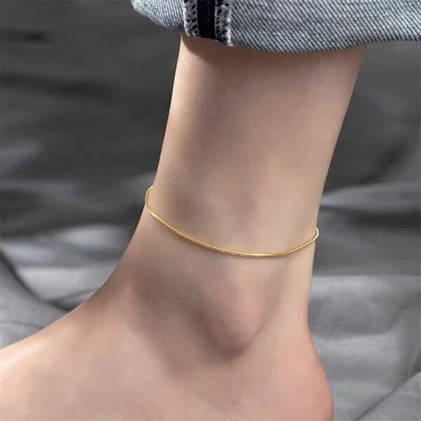 Popular Custom Anklets Stainless Steel Snake Chain 14K Gold Plated Women's Fashion Jewelry - Image 2