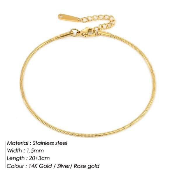 Popular Custom Anklets Stainless Steel Snake Chain 14K Gold Plated Women's Fashion Jewelry - Image 6