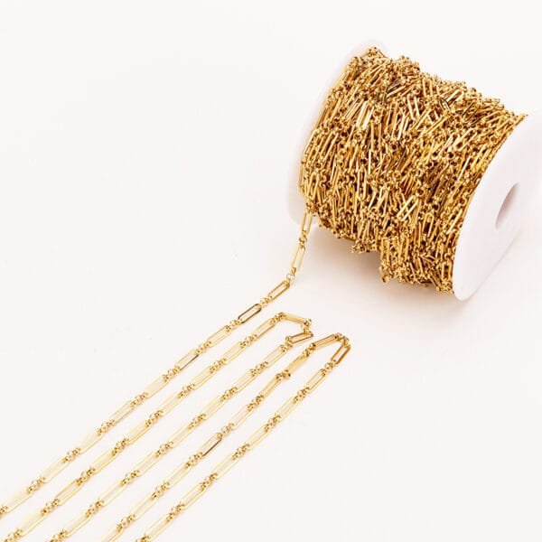4x14mm Gold Plated Stainless Steel Round Flat Cable Long Buckle Chain DIY Necklace Chain - Image 2