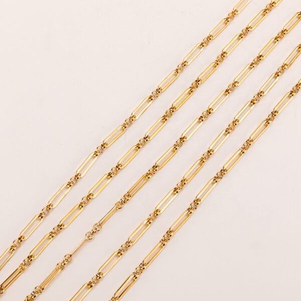 4x14mm Gold Plated Stainless Steel Round Flat Cable Long Buckle Chain DIY Necklace Chain - Image 3