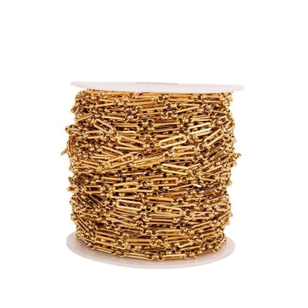 4x14mm Gold Plated Stainless Steel Round Flat Cable Long Buckle Chain DIY Necklace Chain - Image 5