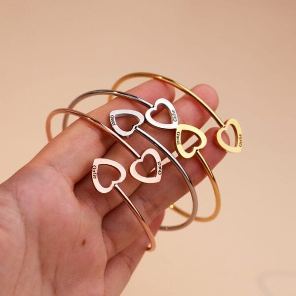 Fashion New Stainless Steel Jewelry Custom Bangle Engrave Name Love Bangles for Women - Image 2