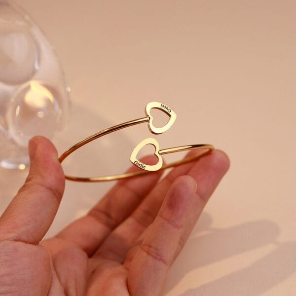 Fashion New Stainless Steel Jewelry Custom Bangle Engrave Name Love Bangles for Women - Image 4