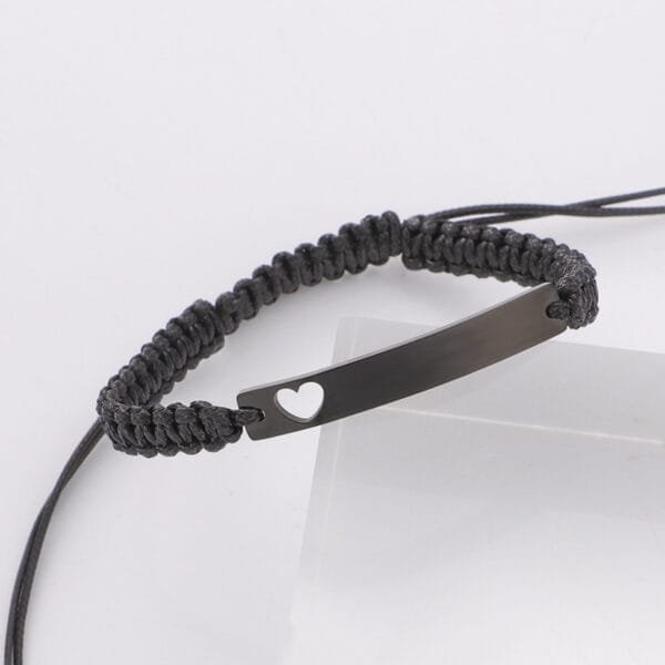 Factory Sales Stainless Steel Heart Bend Charm String Friendship Weave Bracelets for Girls - صورة 5