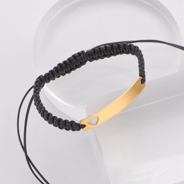 Factory Sales Stainless Steel Heart Bend Charm String Friendship Weave Bracelets for Girls - صورة 6