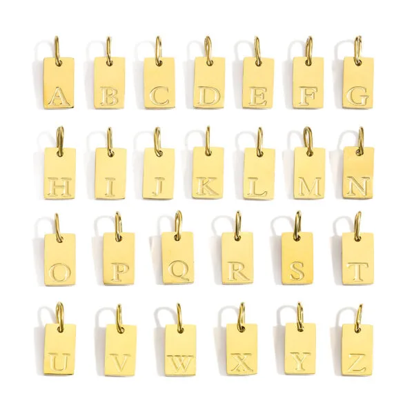 DIY Stainless Steel Mirror Polished Engraved Initial Letters Square Pendant Necklace Charms - Image 2
