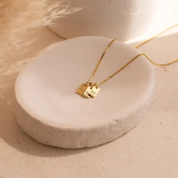 DIY Stainless Steel Mirror Polished Engraved Initial Letters Square Pendant Necklace Charms - Image 4